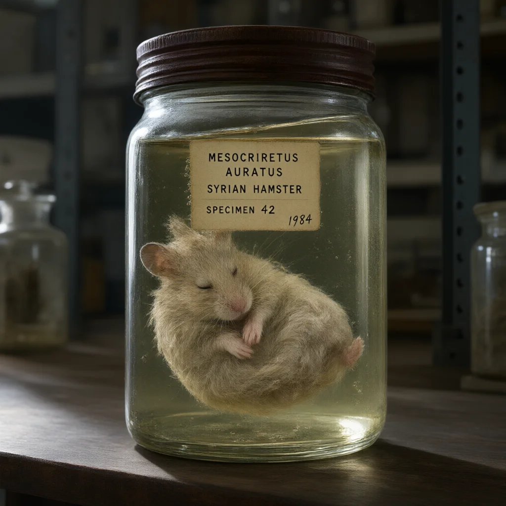 Preserved Syrian Hamster Specimen 42 Inside Glass Jar with