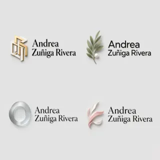 Four minimalist logo concepts for Andrea Zuñiga Rivera