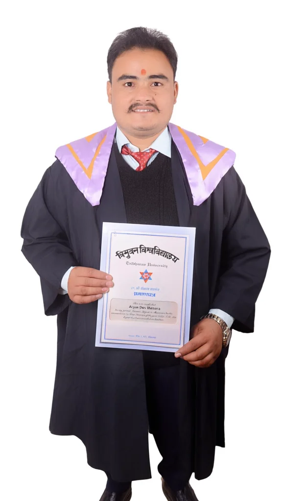 Man in academic robes holding a Dipandun University