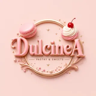 3D Pink Pastry Logo Design with Macaron and Cherry Cupcake