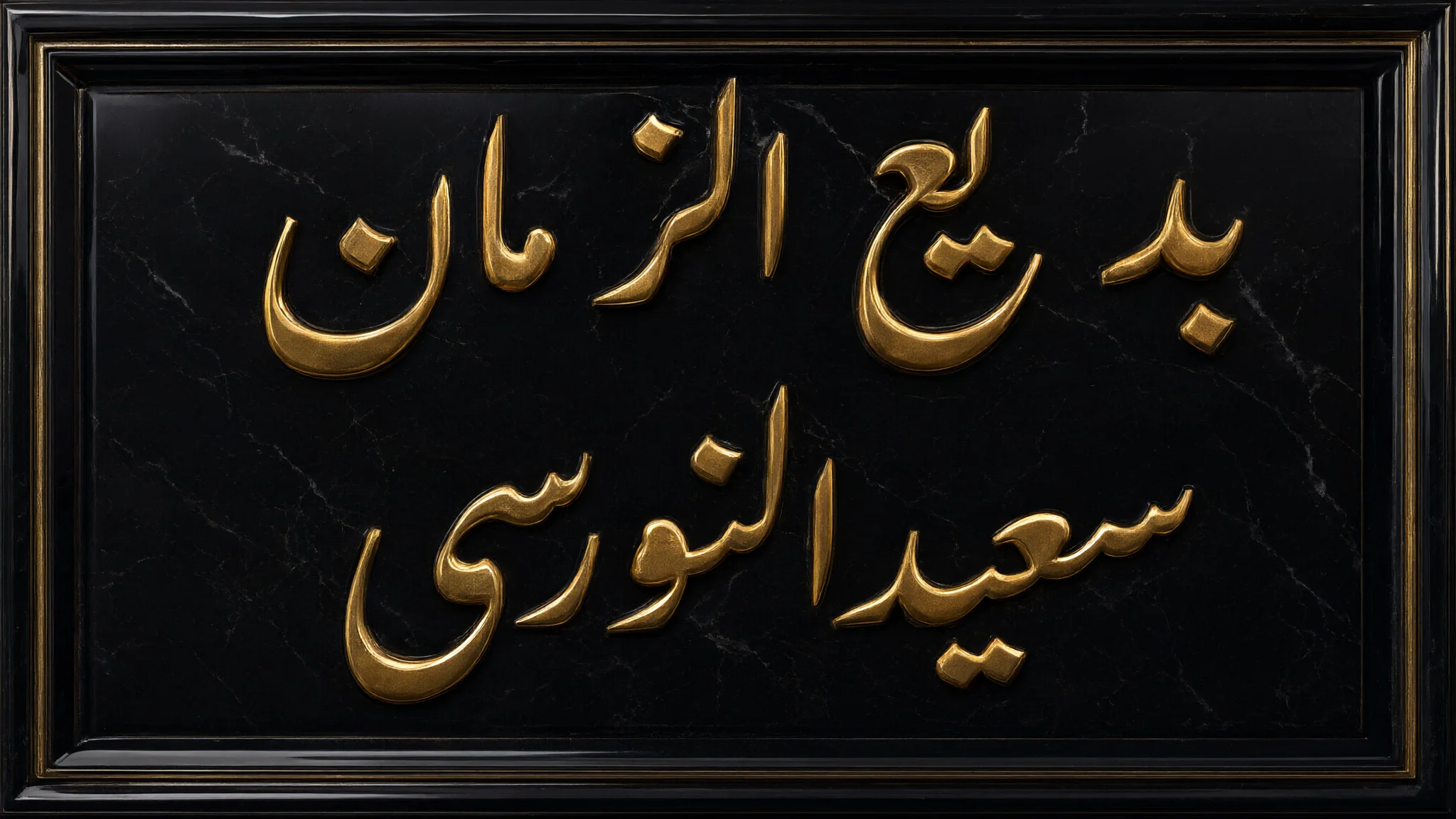 Golden 3D Persian calligraphy on black onyx stone with
